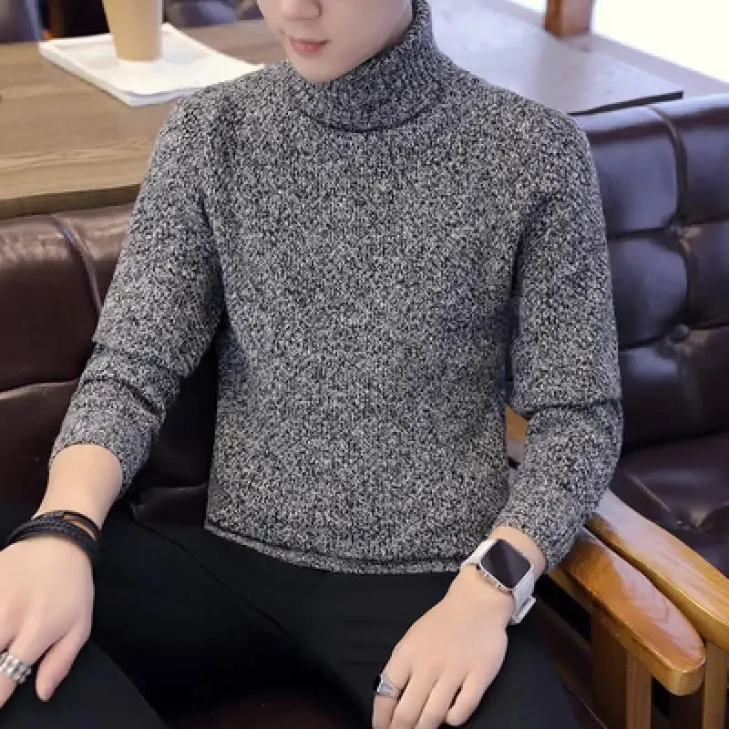 

LIBIELIY Fleece Mens Sweaters Casual Turtleneck Pullover Men Winter Black High Neck Sweater Man Long Sleeve Knitwear Men's Cloth