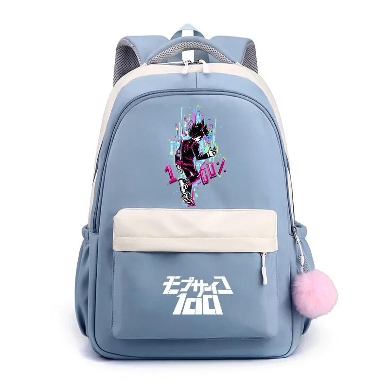 Breathable mesh, 30×42×23cm Black Blue Pink Purple, Mob Psycho 100, Student Kids Teens School Bags, Anime Backpacks Girls Boys