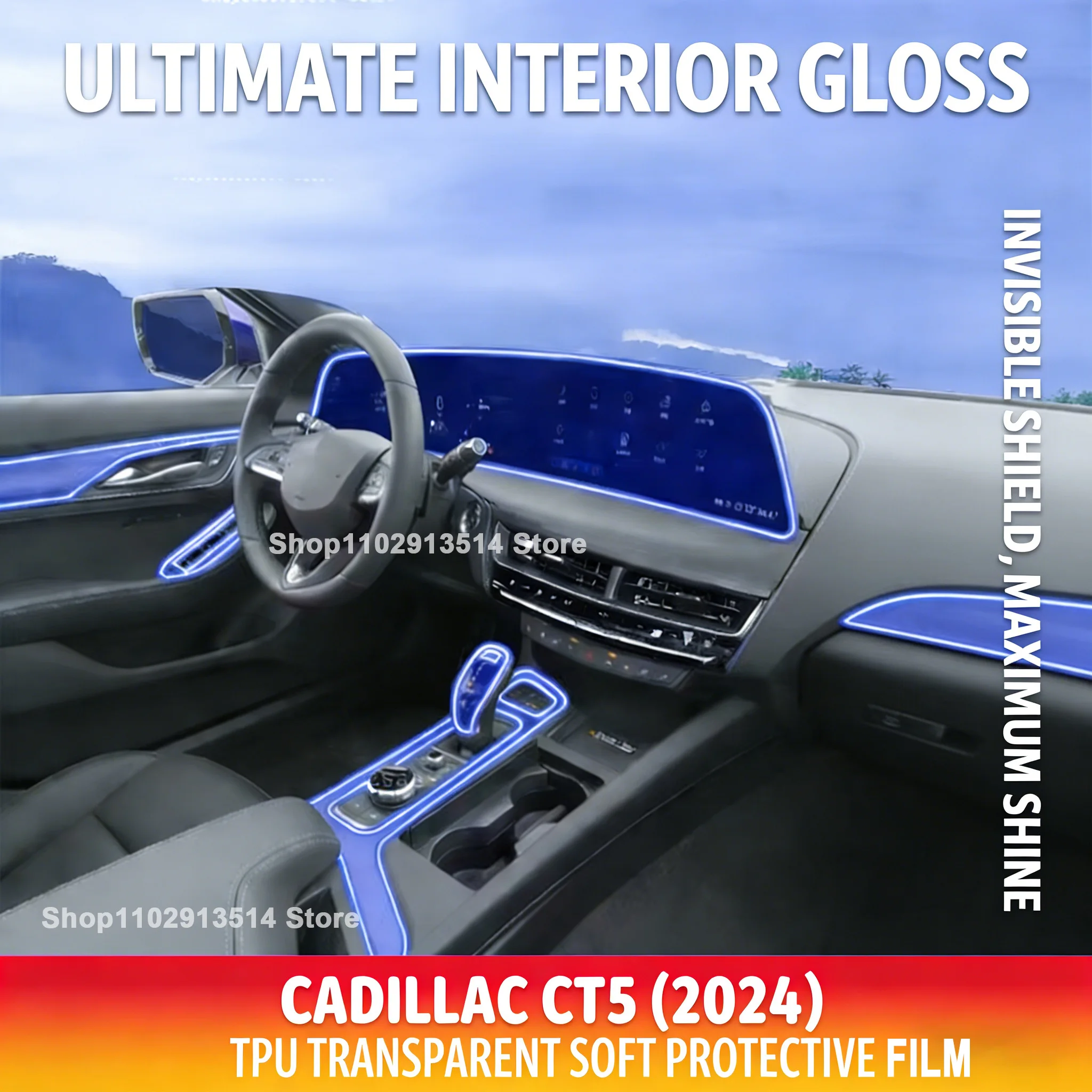 

For CADILLAC CT5 (2024) Car GPS Navigation Film Interior Gearbox LCD Screen Air TPU Protective Protector Decoration Stickers