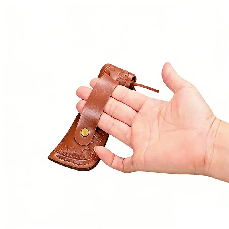 PU Leather Knife Sheath Outdoor Folding Knife Cover Protective Case Pouch for Blade Storage and Transport view 2
