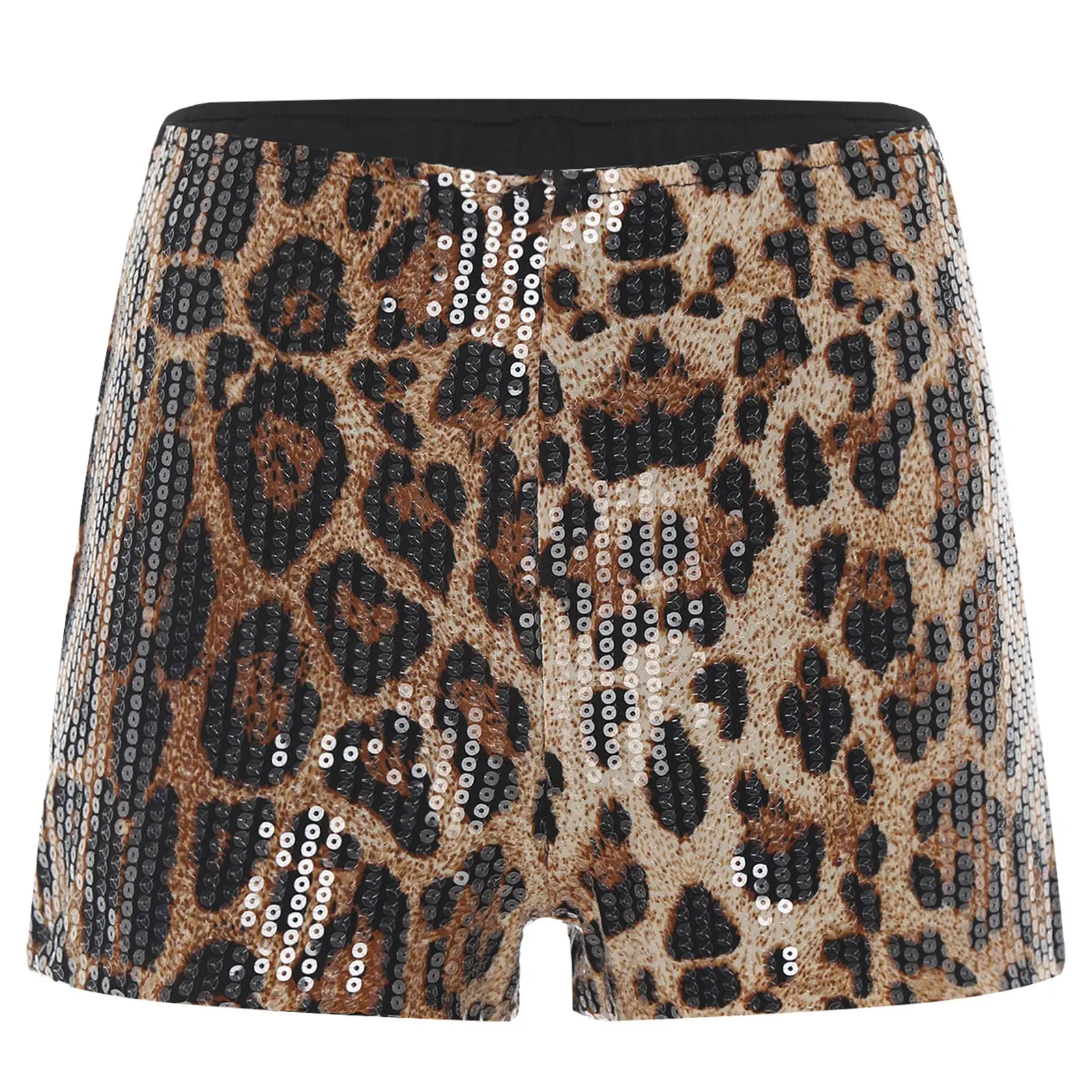 Womens Cheetah Print Shorts Shiny Sequins Leopard Micro Shorts Y2k Mini Shorts Party Fashion Shorts Rave Outfits