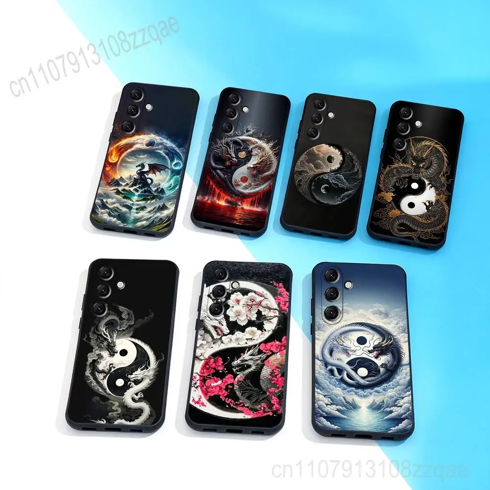 

Japanese Art Dragon Yin Yang Phone Case For Samsung Galaxy A 73,72,51,53,52,71,22,5G,Note,J7,8,9 Soft Precise Hole Black Cover