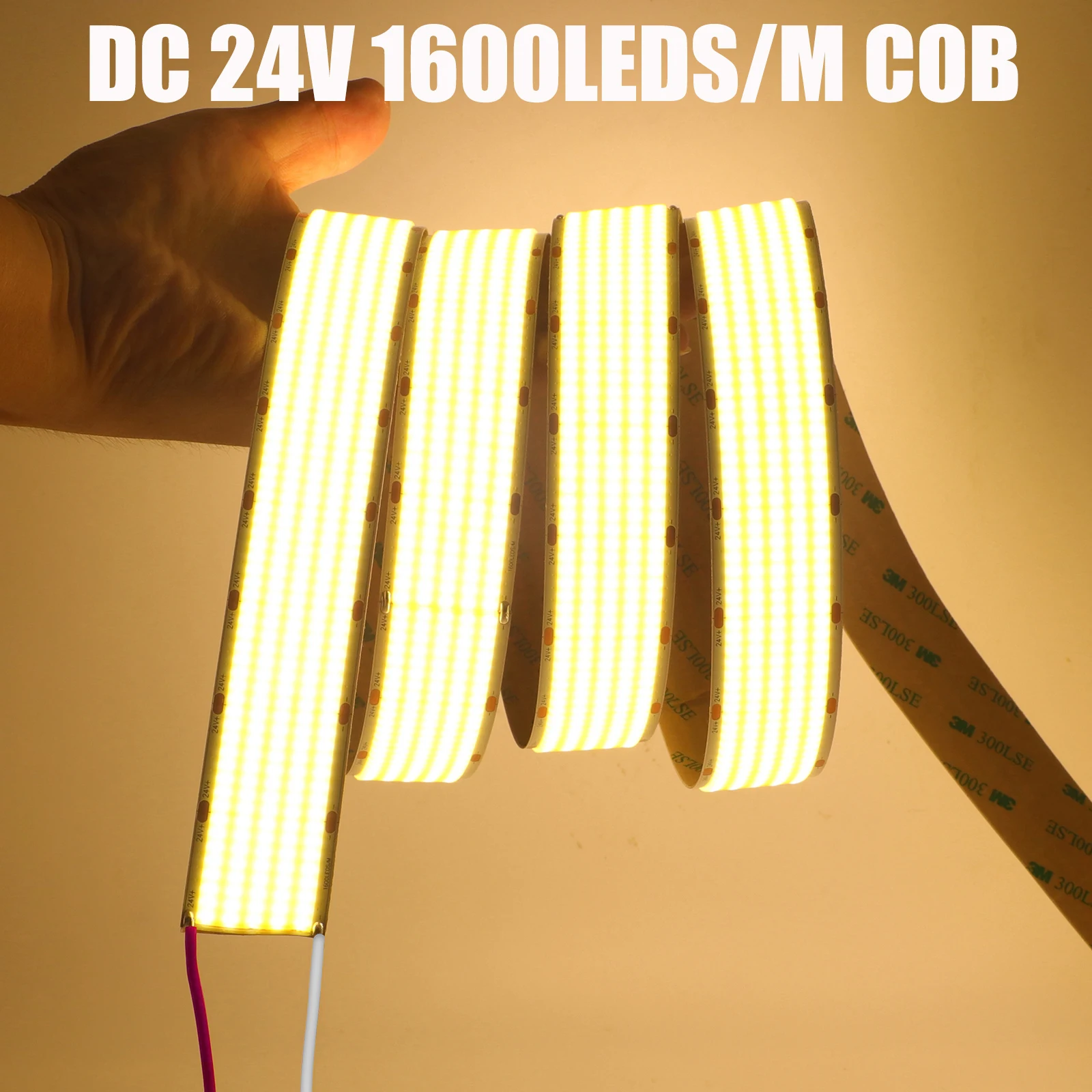 

Super Bright 5 Rows LED Strip COB 24V 1600LEDs/m Flexible LED Tape COB Lights High Density Linear Light for Home Decoration