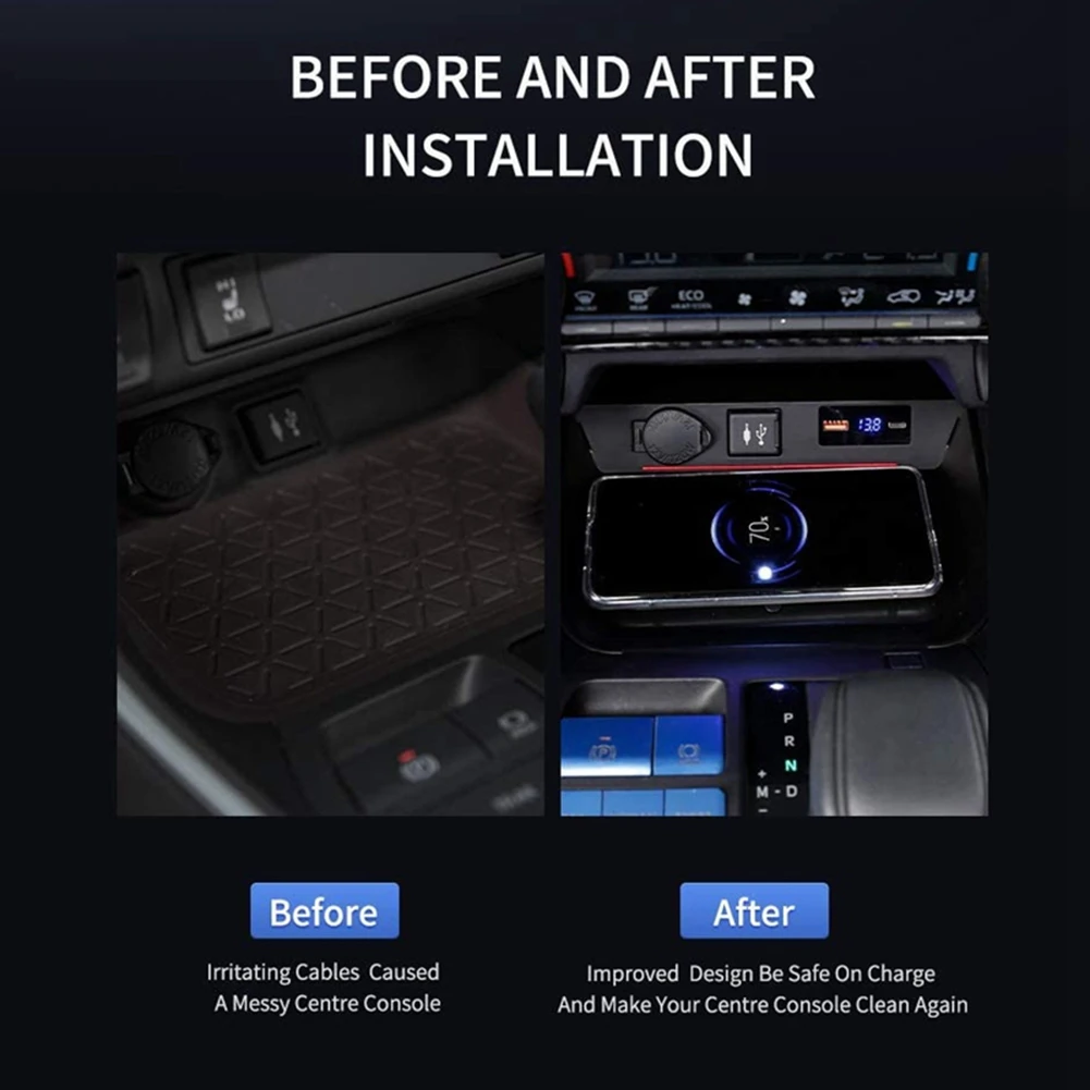 M93K-Car For Qi Wireless Fast Charging Phone Holder Pad For Toyota Rav4 2020 2021 Car Modification Interior
