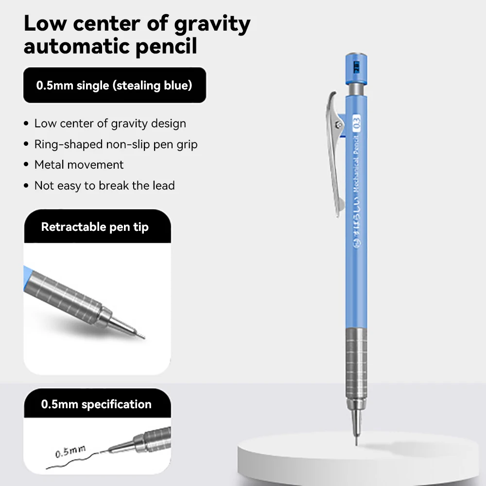 Imagem -06 - Peça 0.5 mm Lápis Mecânico de Baixa Gravidade Estudante Escrita Ferramenta de Desenho Arte Pintura Metal Lápis Automático Material Escolar 1