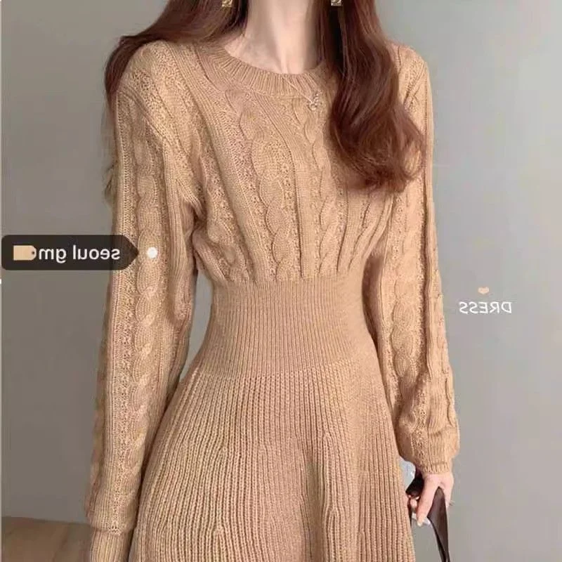 Temperamental Lady Style Inner Wear Base Knitted Waist Sweater for Women in Autumn and Winter French Dress