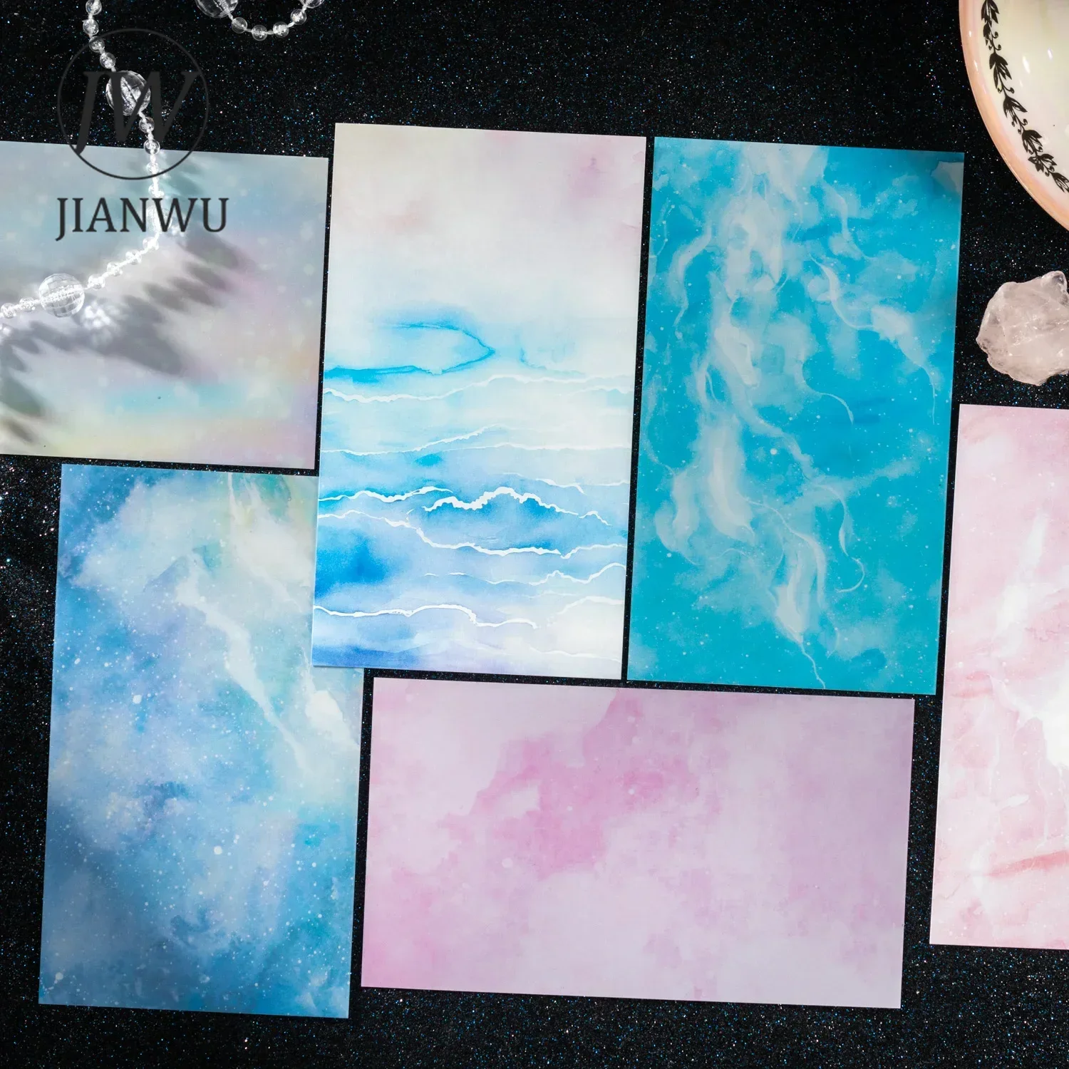 JIANWU Bright Stars Series Literary Watercolor Smudge Collage Decor Material Paper Creative DIY Junk Journal Stationery