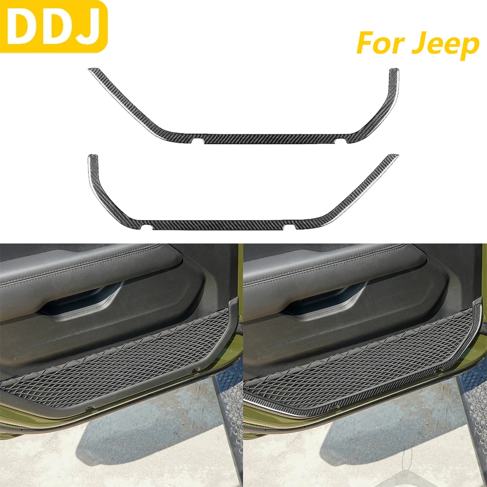 

Для Jeep Wrangler JL 2018-2023 Gladiator 2020-2023 углеродное волокно, панель хранения передней двери, декоративные полоски, автомобильные аксессуары, наклейка