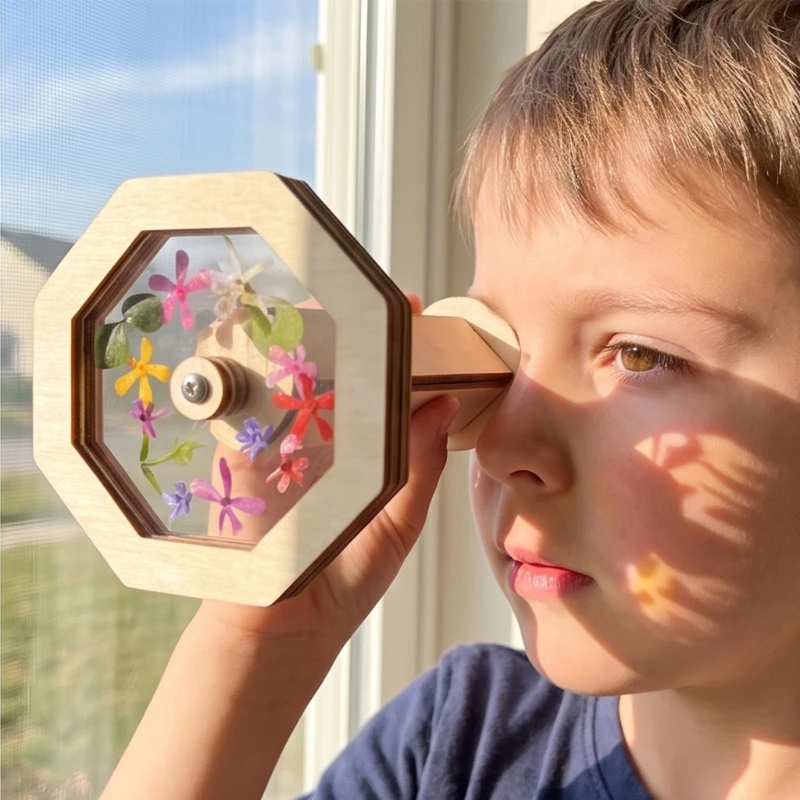 DIY Wooden Kits Craft Toy Rotating Color Viewer for Kids, Parent Child Craft Activity and Classroom Science 15UB
