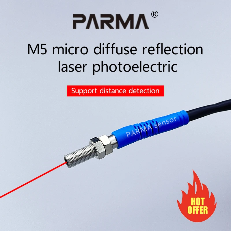 M5 miniature laser diffuse photoelectric switch sensor, visible light converging photo eye, stable performance