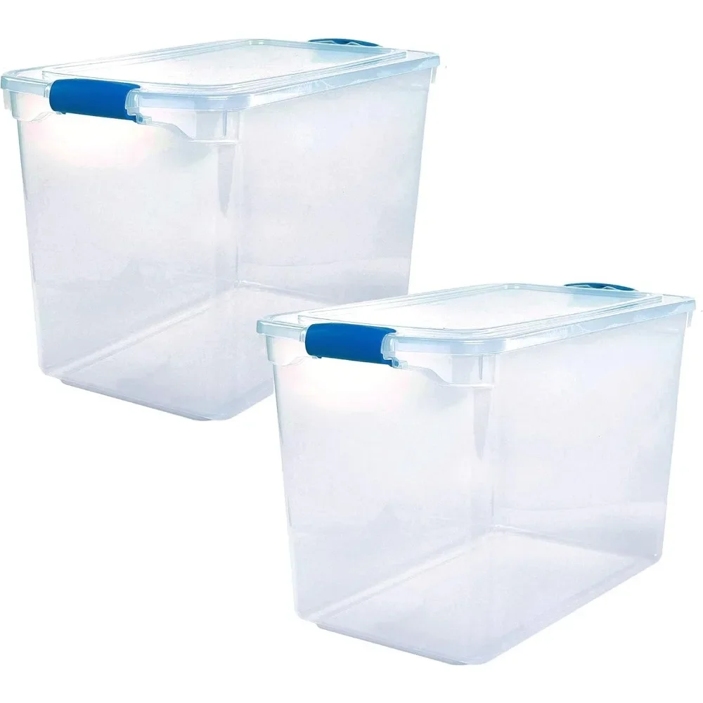 

112 Quart Multipurpose Stackable Storage Container Tote Bins with Secure Latching Lids for Home and Office Organization, Clear