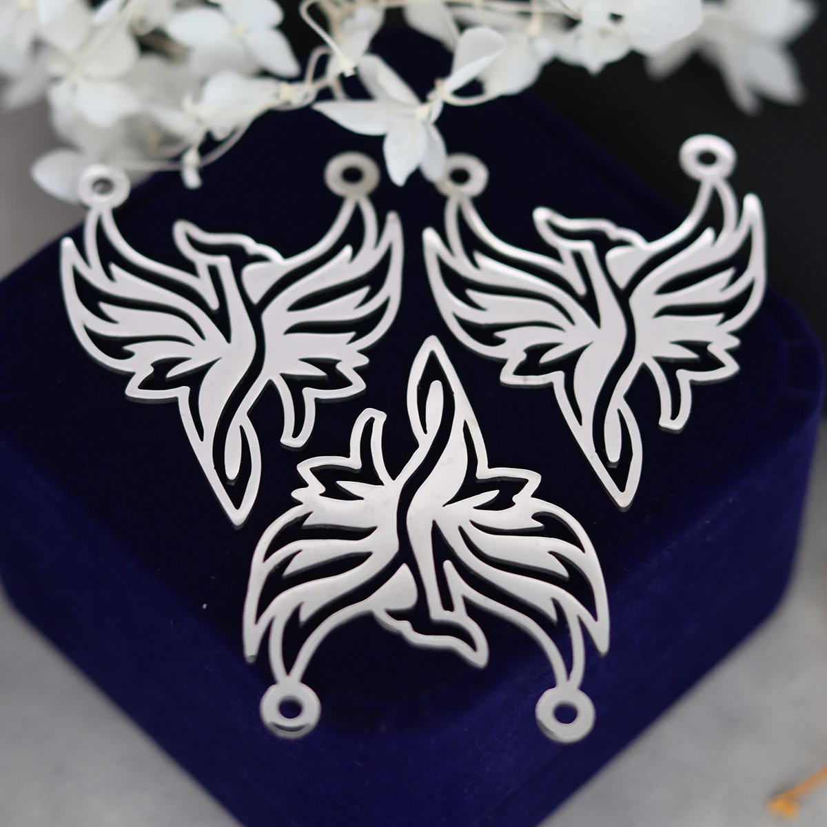 3 szt. Uroki ze stali nierdzewnej Phoenix Firebird na materiały do wyrobu biżuterii ptak wisiorek w kształcie zwierzątka naszyjnik DIY kolczyki akcesoria — zdjęcie 4