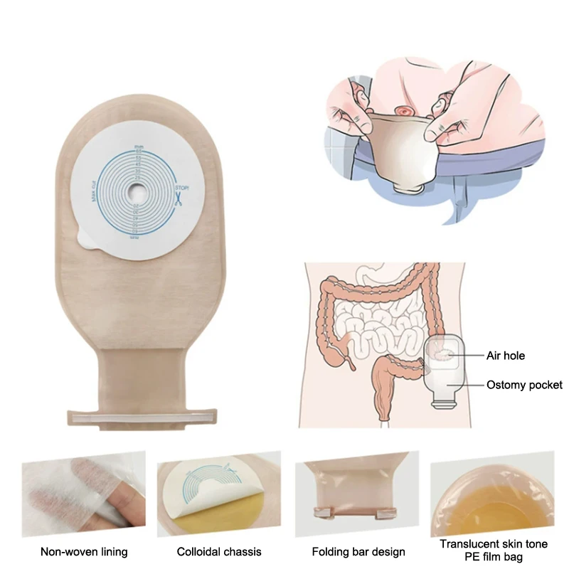 1Pcs One-piece Colostomy Bags Disposable Ostomy Drainable Single Tie Pouch For Stoma Care Bags