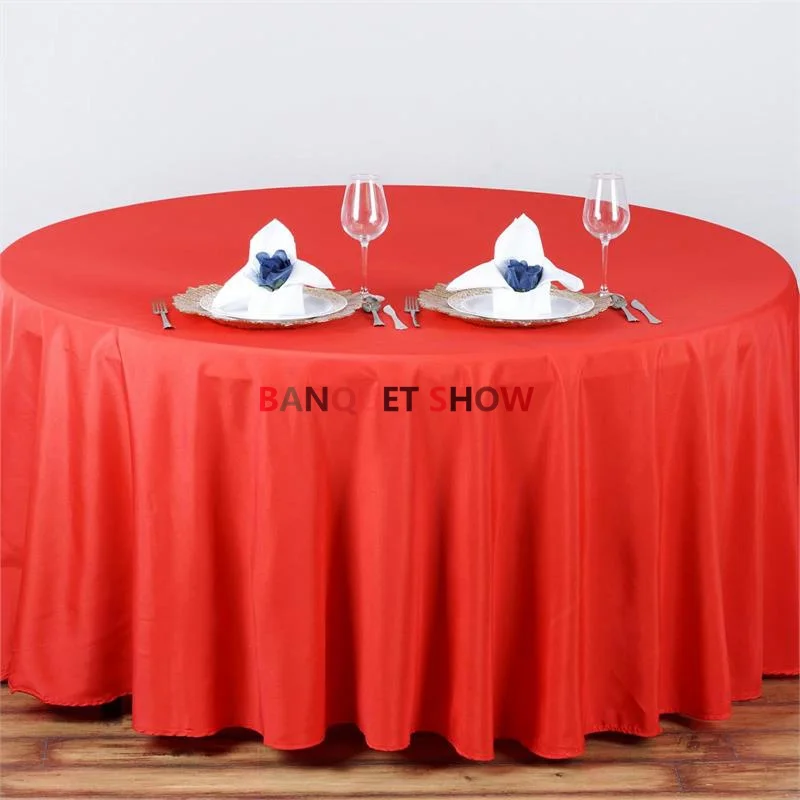 5pcs Lot  Round tablecloths Poly Table Cloth Banquet Tablecloth Linen For Wedding Event Party Hotel Decoration