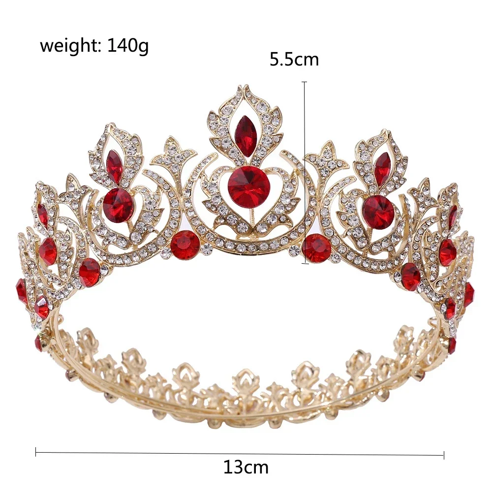 Fashion Full Round Gold Silver Tiara Green Crystal Golden Pageant Crowns Custom Made Tiara