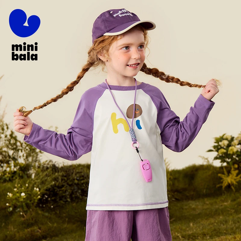 

Mini Bala Kids Long Sleeve T-Shirt 2025 Autumn New Antibacterial Moisture Wicking Raglan Sleeve Top