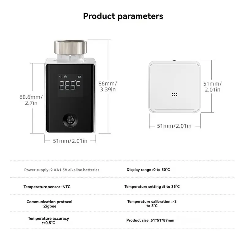 Regolatore di temperatura del termostato Tuya Zigbee squisito per il telecomando della valvola del radiatore tramite l'app mobile