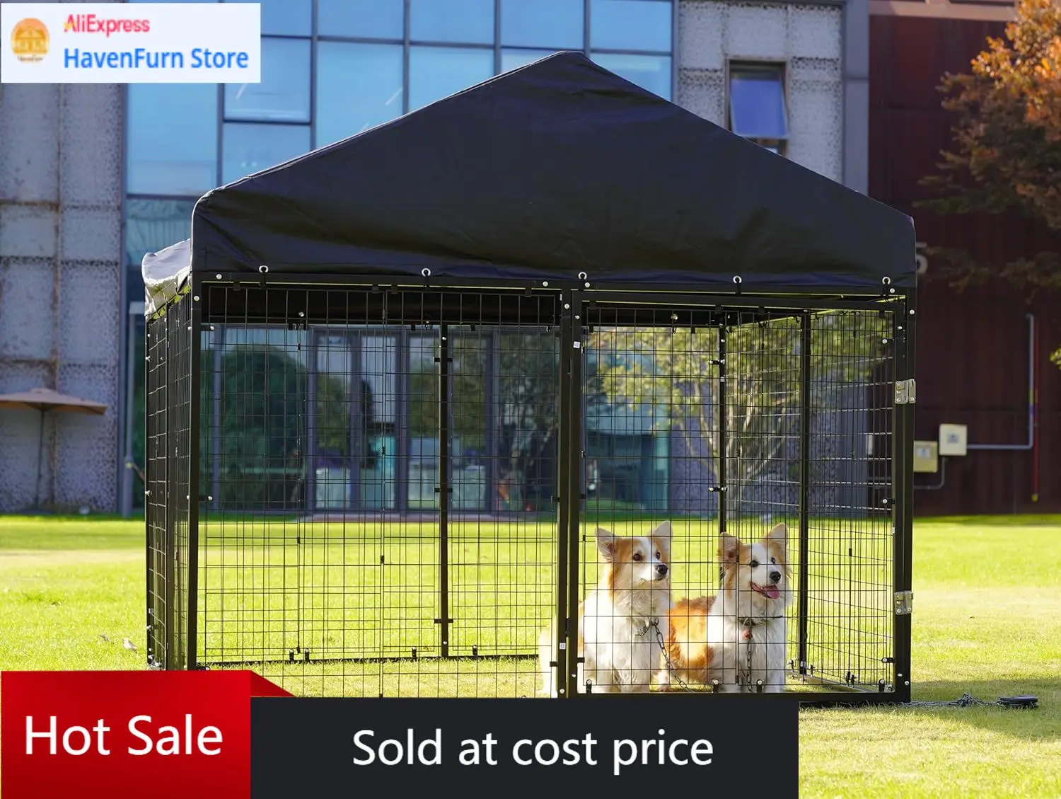 

Большой уличный вольер для собак, сверхпрочная клетка для собак с крышей, оцинкованная стальная ограда для собак с двойной системой безопасности.