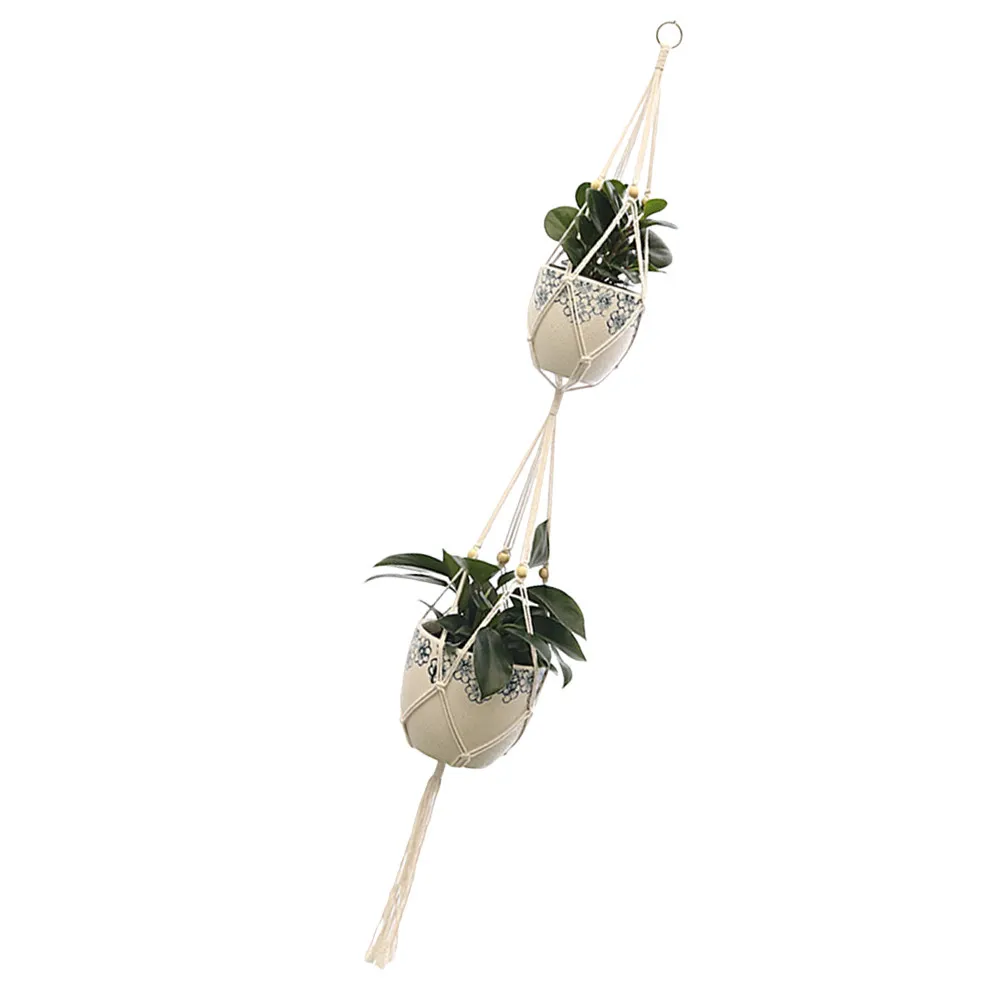1Pcs Creative Flowerpot Net Bag Cotton Rope Hanging Basket for Sky Garden Balcony Passageway Decoration High Load Bearing Mesh