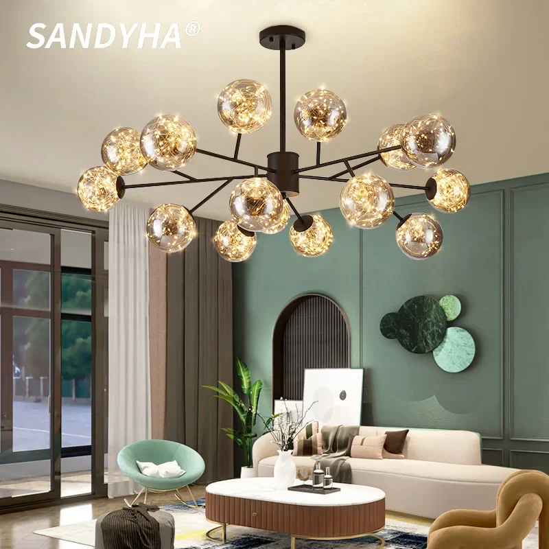 

Modern Starry Magic Bean Living Room Glass Pendant Lights Nordic Creative Simplicity Bedroom Study Decor Lighting Led Chandelier