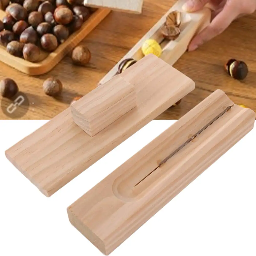 Household Wooden Chestnut Opener Manual Safe Nut Opener Convenient Anti Slip Water Hyacinth Peeler Open Chestnut