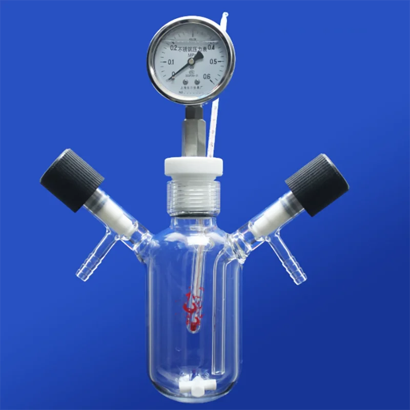High vacuum pressure gauge thick wall pressure bottle laboratory thickened glass bottle with temperature measurement