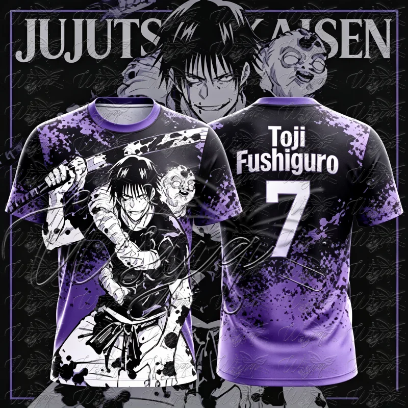 Jujutsu Kaisen Toji Fushiguro Ink Splash Print Tee Summer Sports Short Sleeve Unisex Anime Quick Dry Casual Streetwear T Shirt