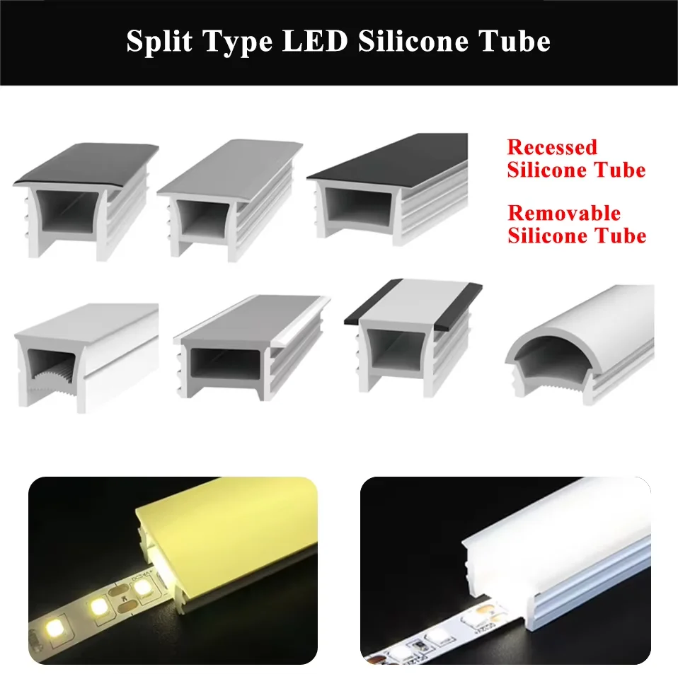 LED Neon Tube Cover Diffuser IP67 Waterproof Silicone Flexible Removable for WS2811 WS2812B COB Strip Lighting Indoor Outdoor