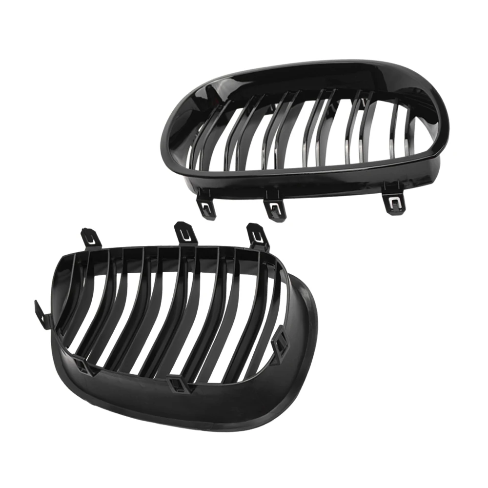 Front Kidney Grille Double Slats Glossy Black For BMW 5 series E60 520i 523i 525i 528i 530i 535i 550i 2003 2004 2005 2006-2009