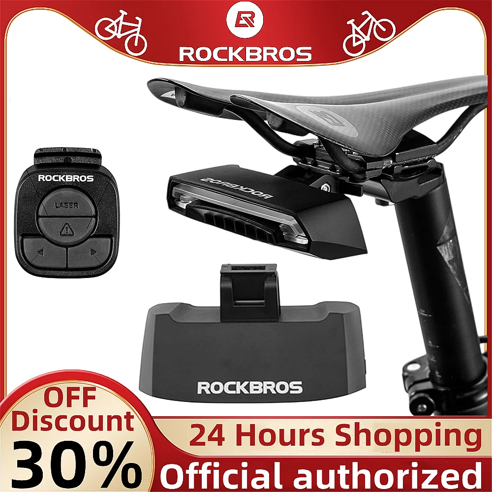 ROCKBROS Bicycle Laser Tail Light with Remote Control, Steering Laser Light, Smart Wireless, Waterproof, Riding, Safety