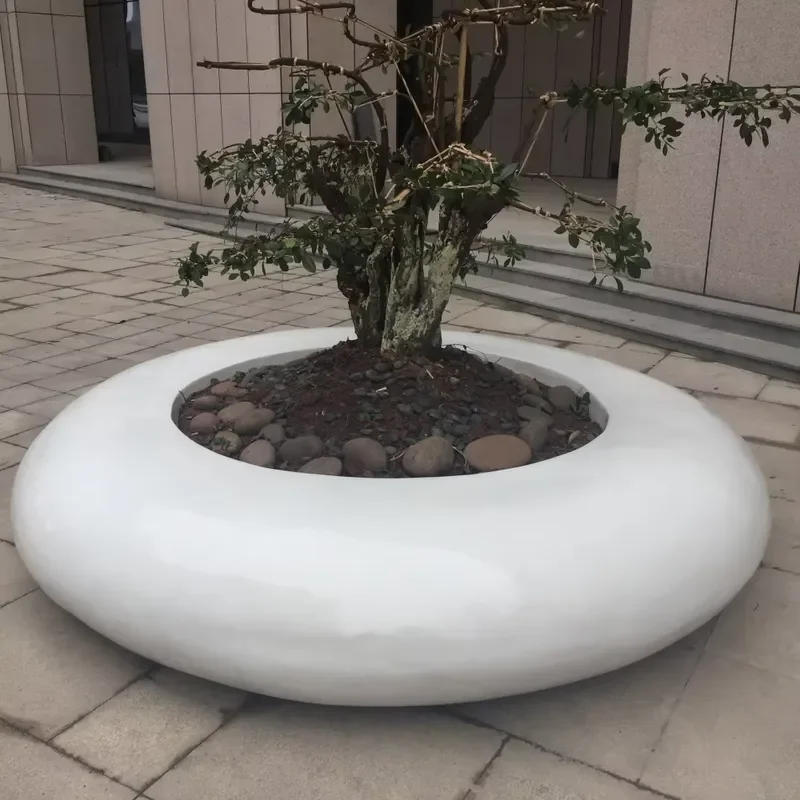 Big Hollow Ring Fiberglass Tree Planter One-Piece Mold FRP Landscape Flower Pot for Lobby Park Mall