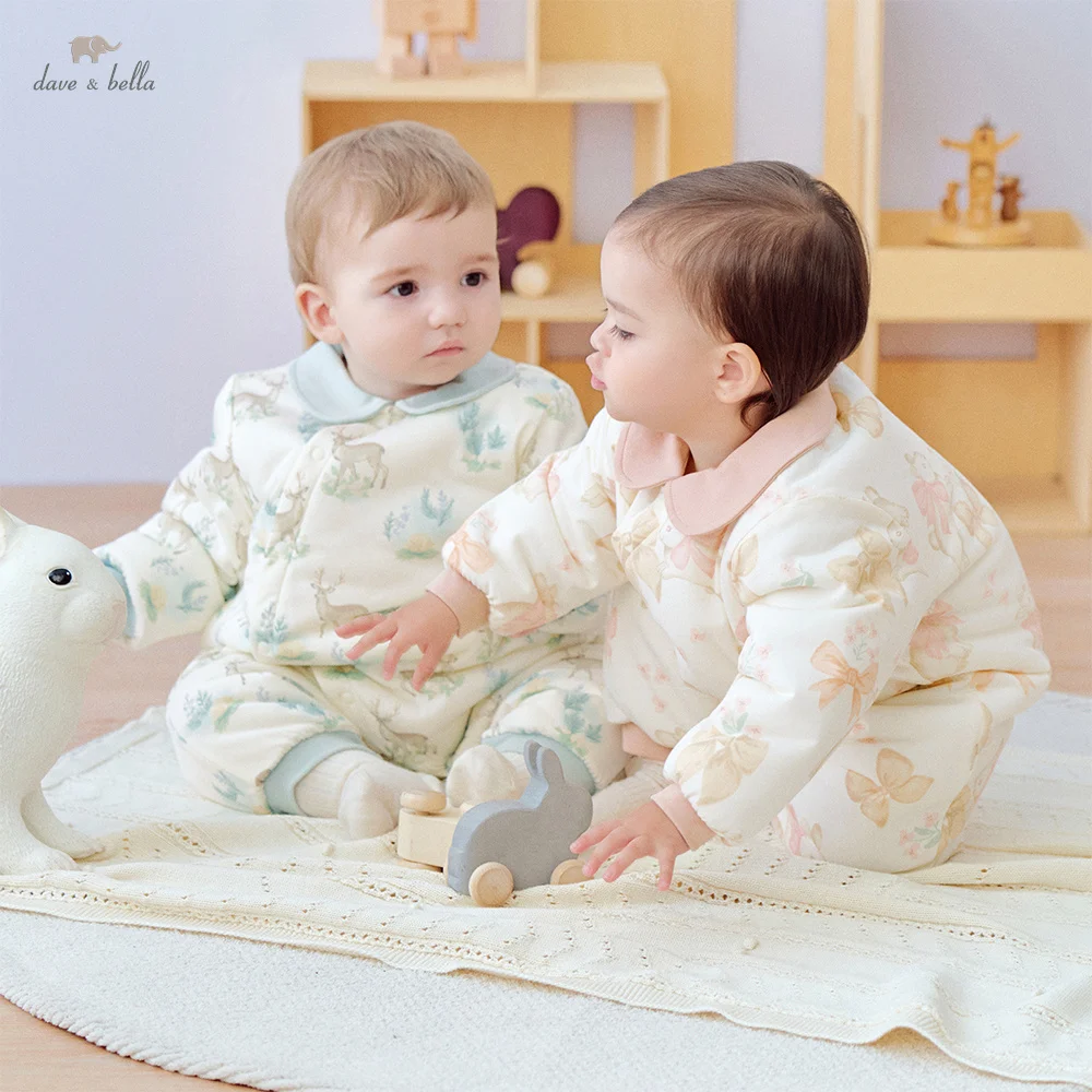 Dave Bella Newborn Clothes Autumn Winter Baby Girls Boys Soft Warm Cotton Jumpsuit Rompers Outerwear Children Clothing DB4253948