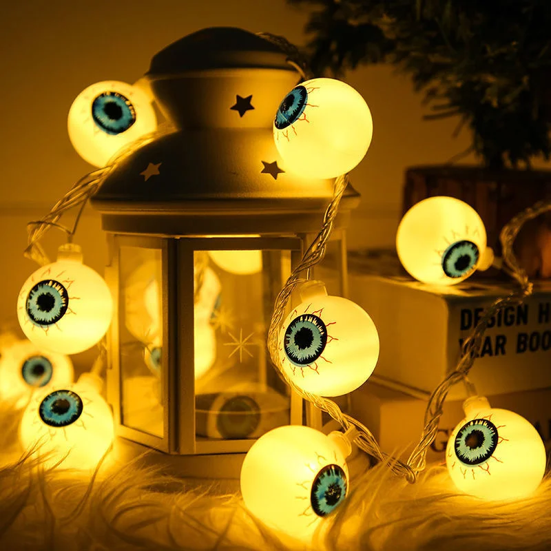 Imagem -04 - Halloween Eyeball Led String Lights Atmosfera Interior Decoração de Natal Menina Luzes da Bateria ao ar Livre Impermeável ao ar Livre