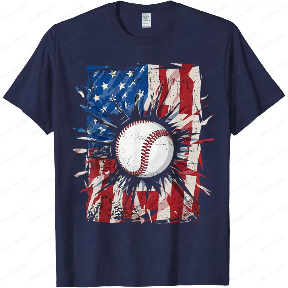 

Патриотический бейсбол 4 июля, США, американский флаг, подарочные футболки, креативный дизайн, Break Everything, мужская и женская модная хлопковая футболка