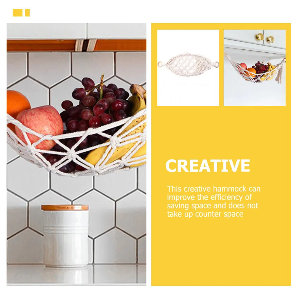 

1 Set Fruit Vegetable Hammock Woven Net Bag Kitchen Organizer Storage Basket Hanging Banana Holder Home Accessory Multi-Function