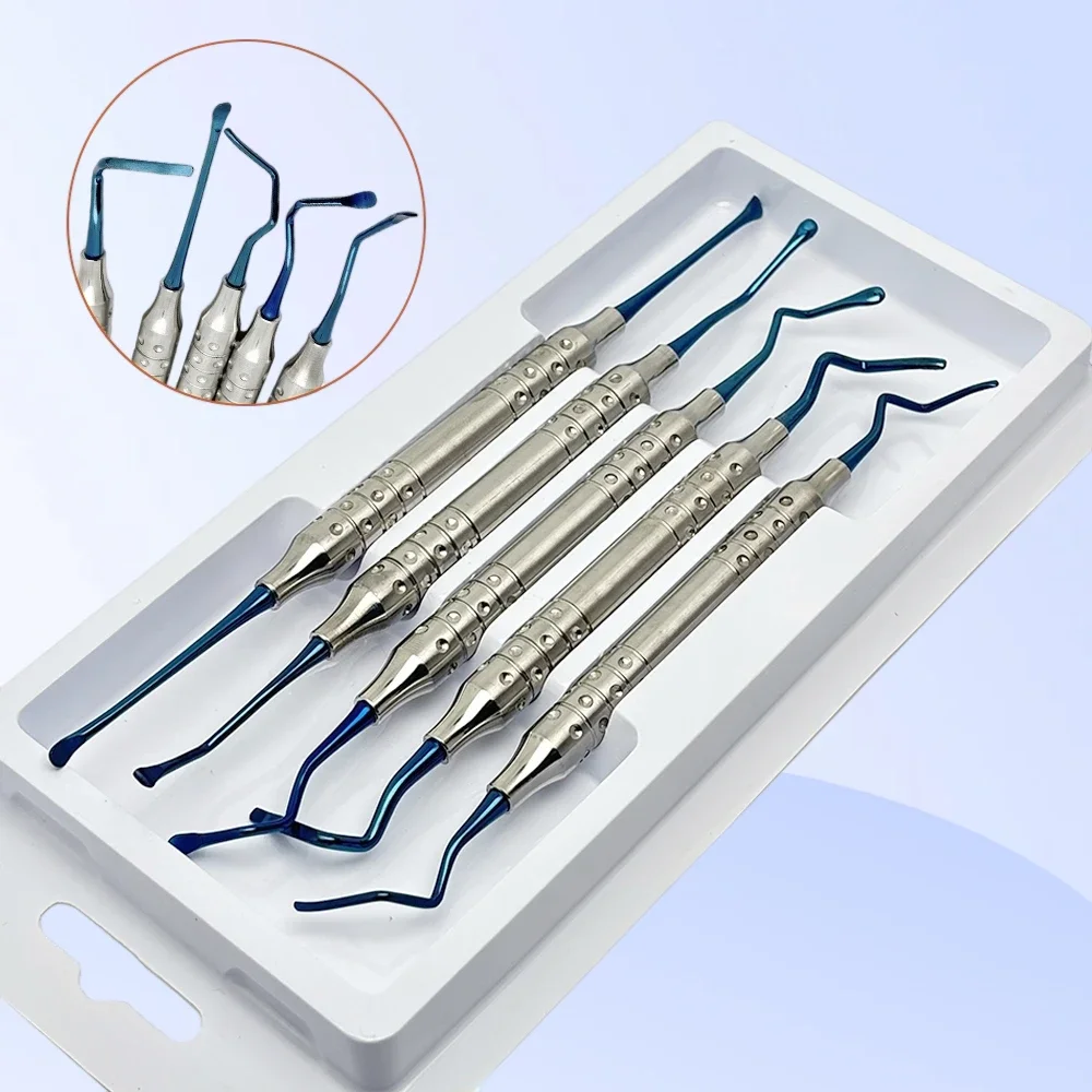 5pcs Dental Periodontal Ligament Separator Bone Vista Tunneling Procedure Titanium Implant Dental Instruments Kit
