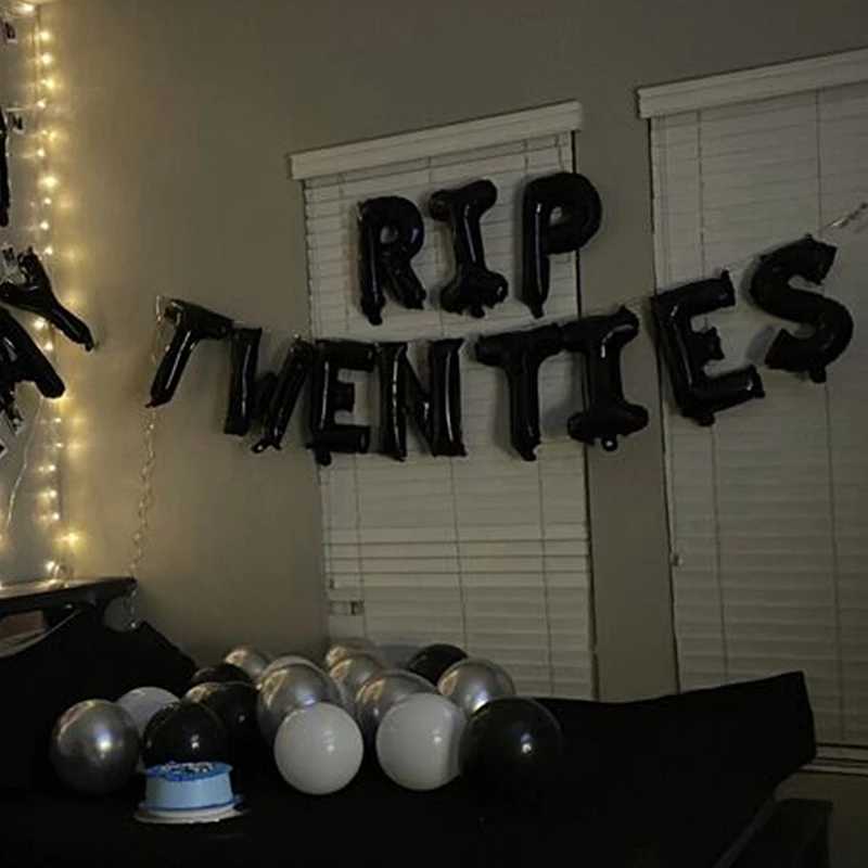 Rip Twenties/Thirties/Forties Balloons Birthday Balloons Banner Death To My 20s/30s/40s Party Decor For Youth Men Women