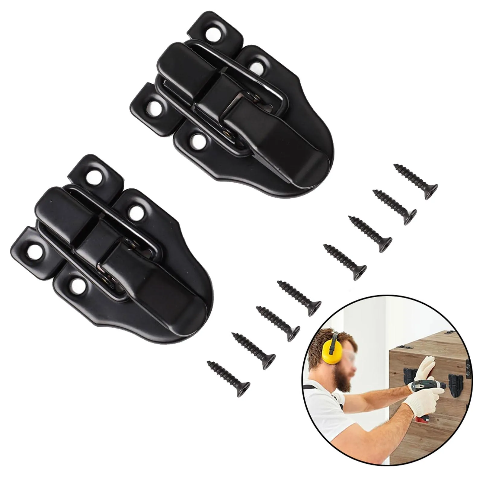 2 Pack Black Classic Duckbill Tool Box Locks With Hardened Screws For Cabinets Hardware Door Hardware Accessories