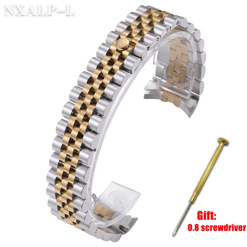 عالية الجودة منحني نهاية حزام معدني ل رولكس ل اليوبيل حزام الساعات 13 17 مللي متر 20 مللي متر 21 مللي متر الصلبة الفولاذ المقاوم للصدأ سوار إكسسوارات