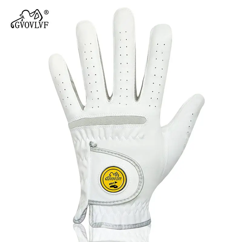 Golf Gloves Men's Wear-Resistant Breathable Left and Right Hand Microfiber Fine Cloth Material with Mark Gloves
