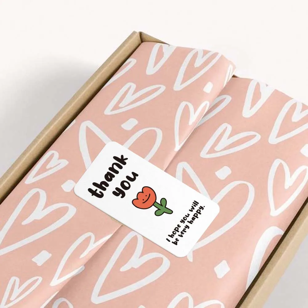 100pcs/25sheets Cute Rectangular Sticker Gift Box Decor Open Me Stickers Thank You Stickers for Small Business Packaging 3*6CM