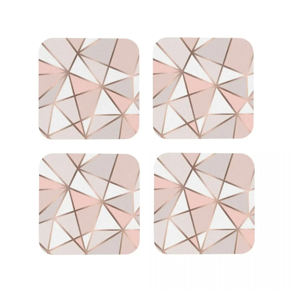 Pink, Grey & Gold Geo Wall Tapestry Coasters Coffee Mats Set of 4 Placemats Mug Tableware Decoration & Accessories Pads for Home