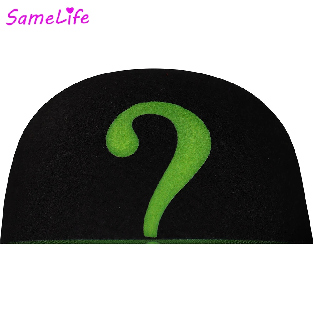 Wholesale Movie Super Villain Riddler Hat Cosplay Costume Accessories Cap With Printed Halloween Men Fancy Dress Up Party Gifts view 6