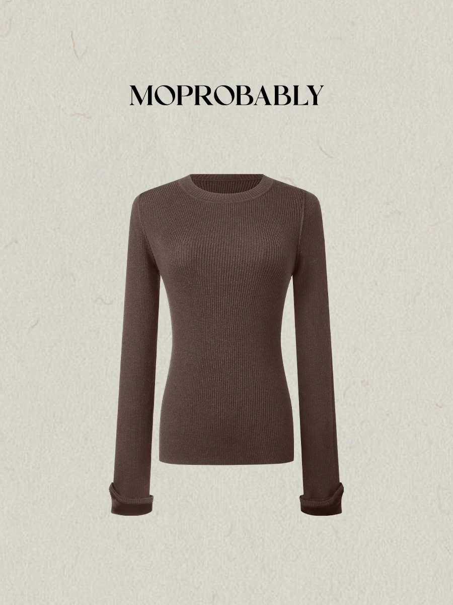 

Soft Woolen Knitted Sweater Slim Fit Casual Sle Inner Wear Top by Li Ynuo MPBY Sve Tuning Korean Sle mat Knitwear