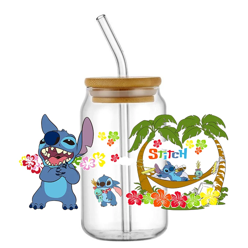 UV DTF Transfer Sticker Cartoon Seaside Holiday UV DTF Cup Wraps Transfers Sticker per 16oz Libbey Glass Can tazza fai da te