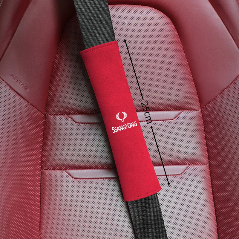 Car Seat Belt Cover Suede Shoulder Safety Protector Pad For SsangYong Actyon Sport Korando Rexton Kyron Rodius Tivoli Musso