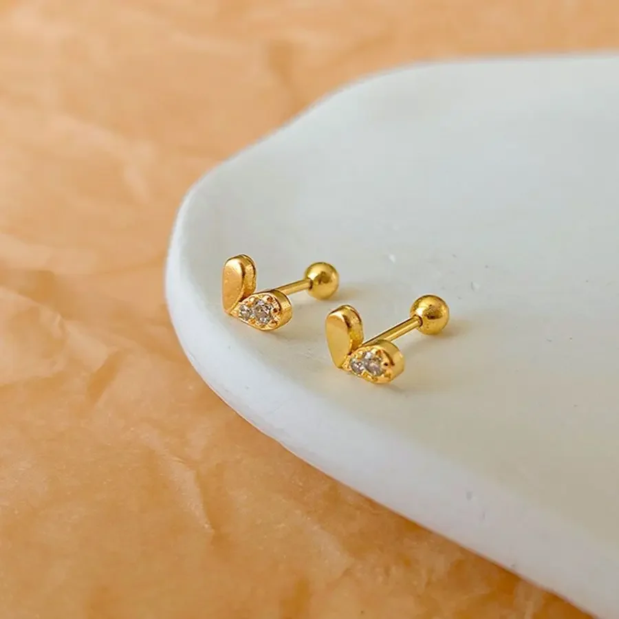 Popular Love Heart Mini Stud Earrings Women 2025 Trending Screw Zircon Ornament Earring Bestie Birthday Jewelry