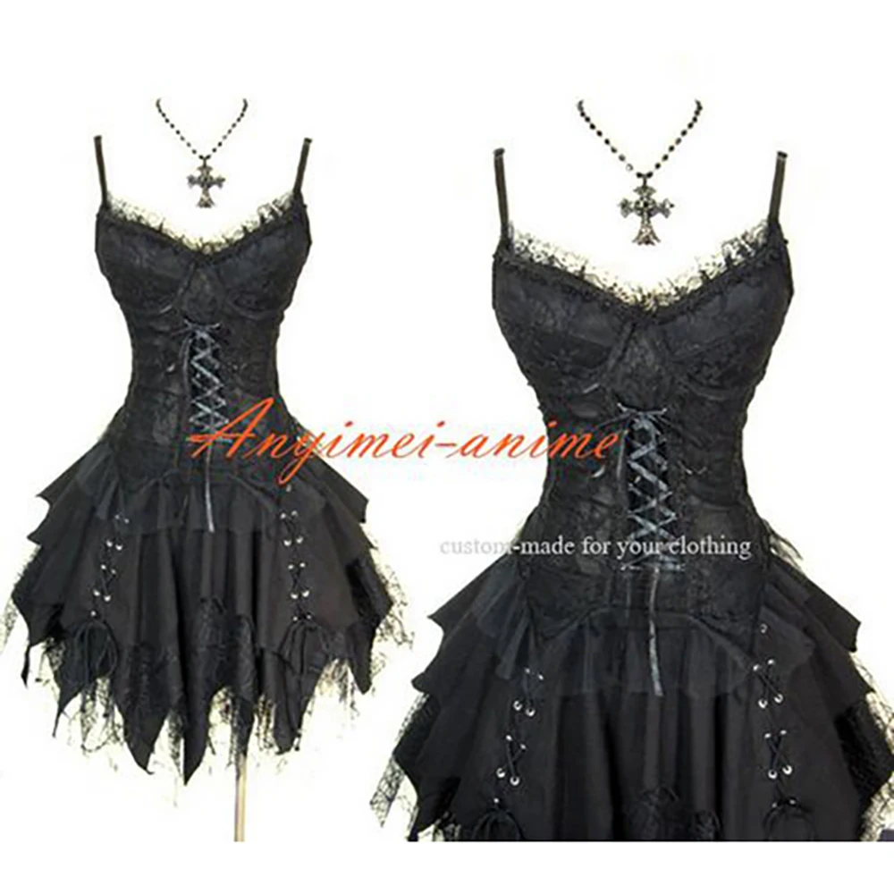 fondcosplay hiphop Gothic Tripp Lolita Punk Fashion black cotton Corset-skirt Dress Cosplay Costume CD/TV[CK1258]