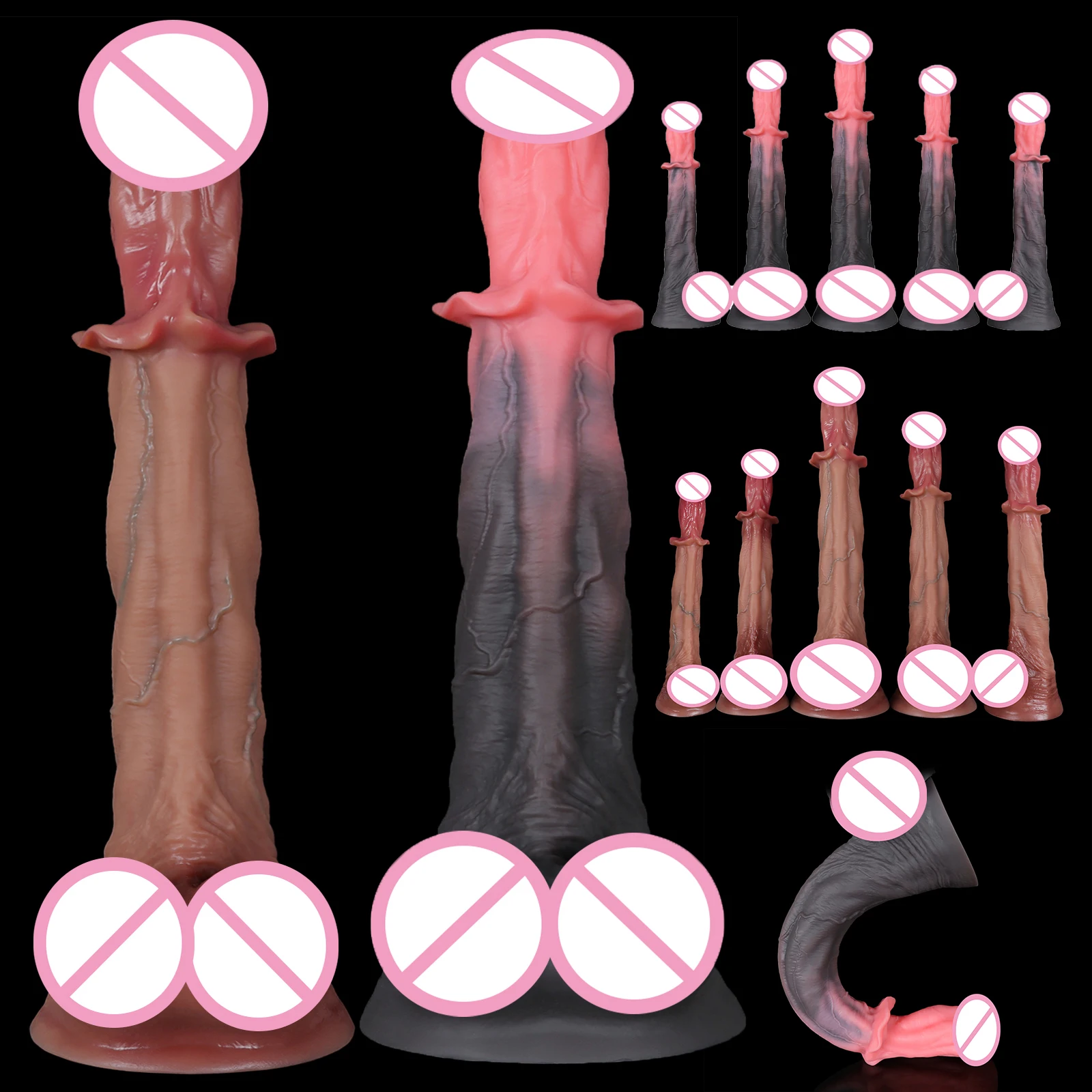 Dildo realista de caballo de 5 tamaños, dildo monstruoso, pene flexible, 3.2kg, consolador enorme, juguetes sexuales para adultos para mujeres, masaje vaginal gay, consolador.
