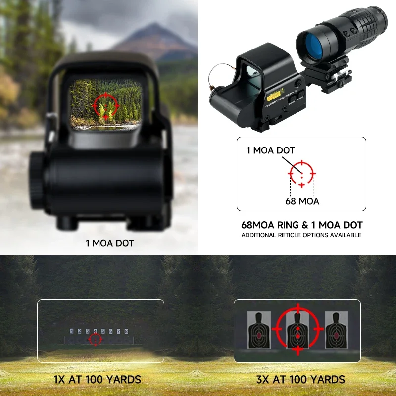 Tactical Optics 3X Magnifier Scope Sight with Flip-up Mount 553 558 Red Green Dot Sights for 20mm Rail Hunting Firearms Airsoft - view 2